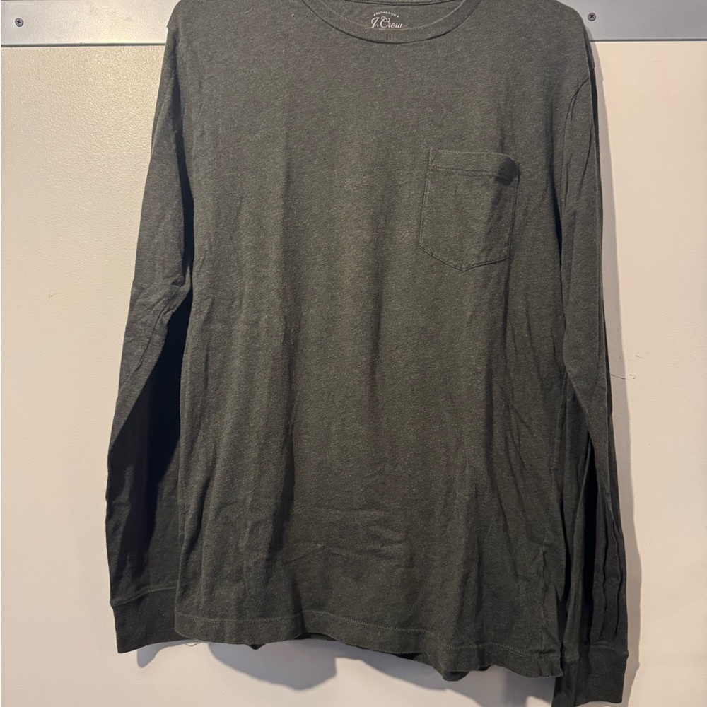 J. Crew Broken In Long Sleeve Green Tee
